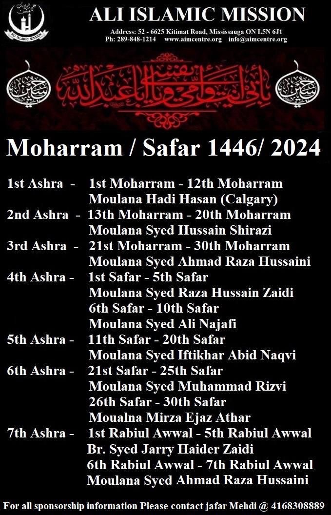 Muharram & Safar 1446/2024 Program